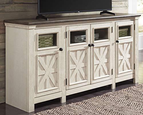 Whitewash farmhouse shop tv stand